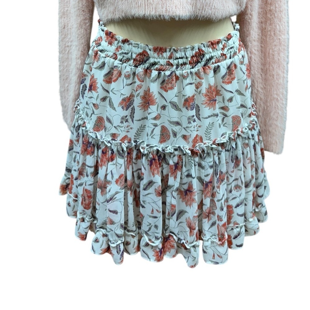Misa Los Angeles White and Pink Floral Mini Skirt - Picture 5 of 12